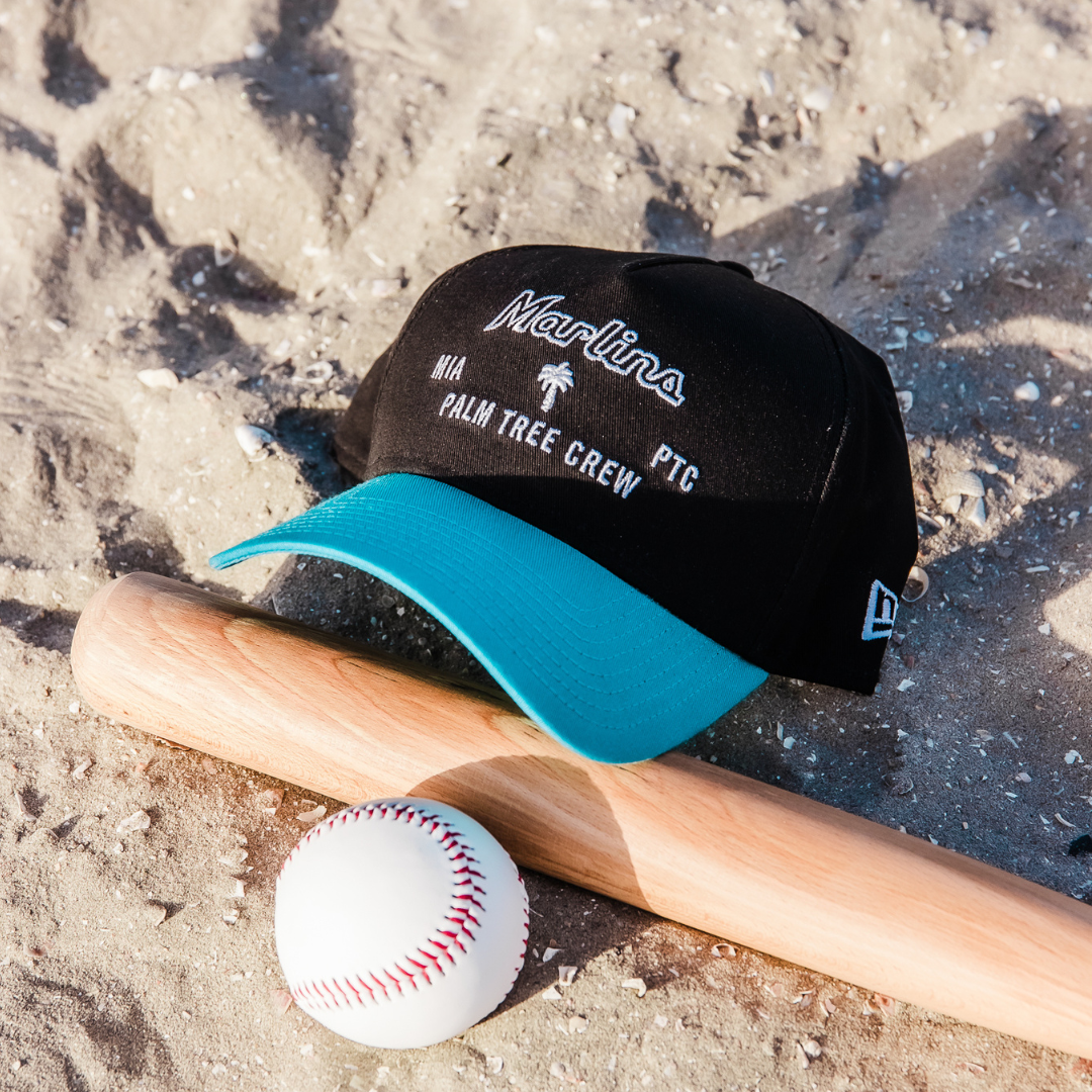 Marlins x PTC Black 9FORTY A-Frame Snapback Hat