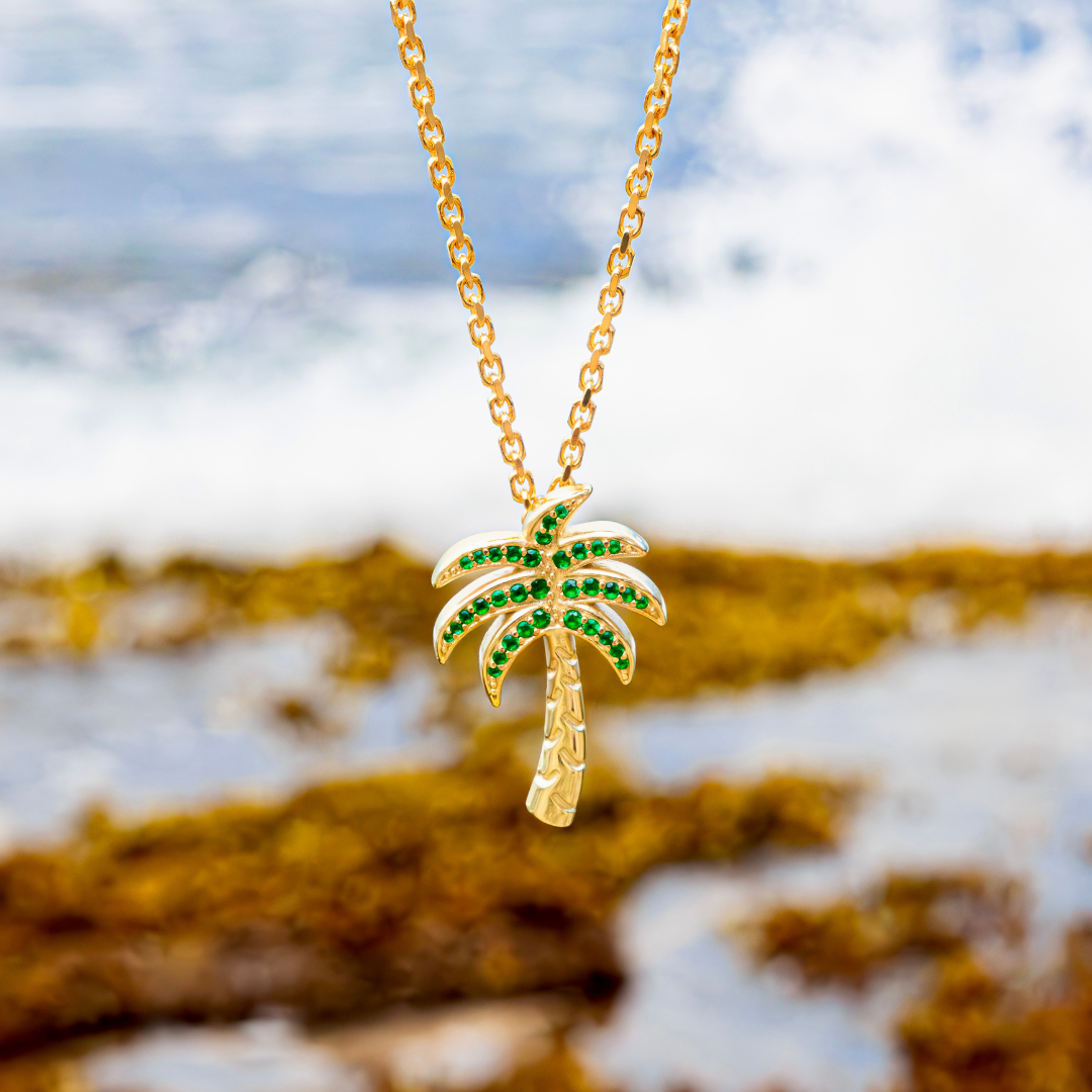Palm Tree Necklace Green