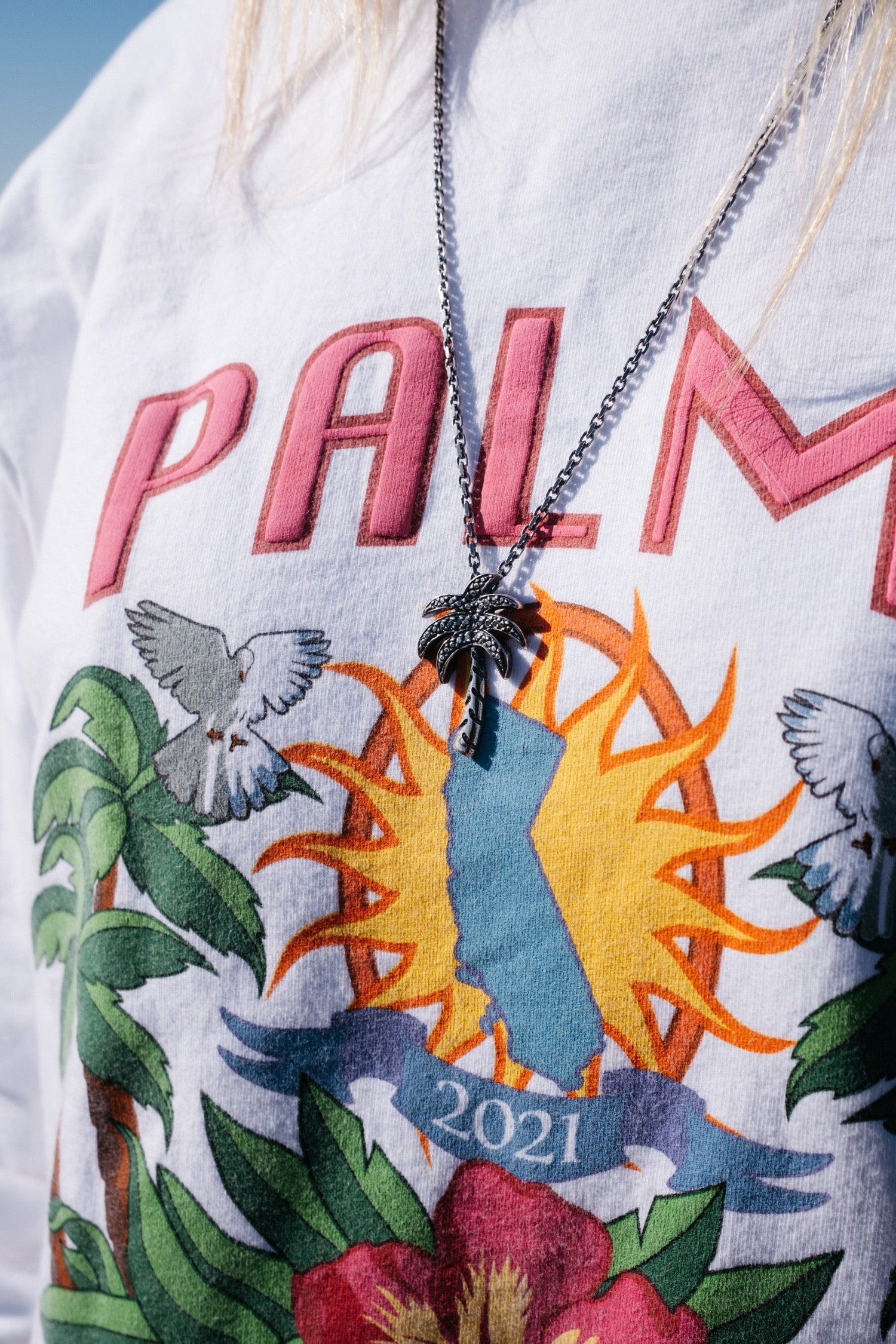 Palm Tree Necklace Silver