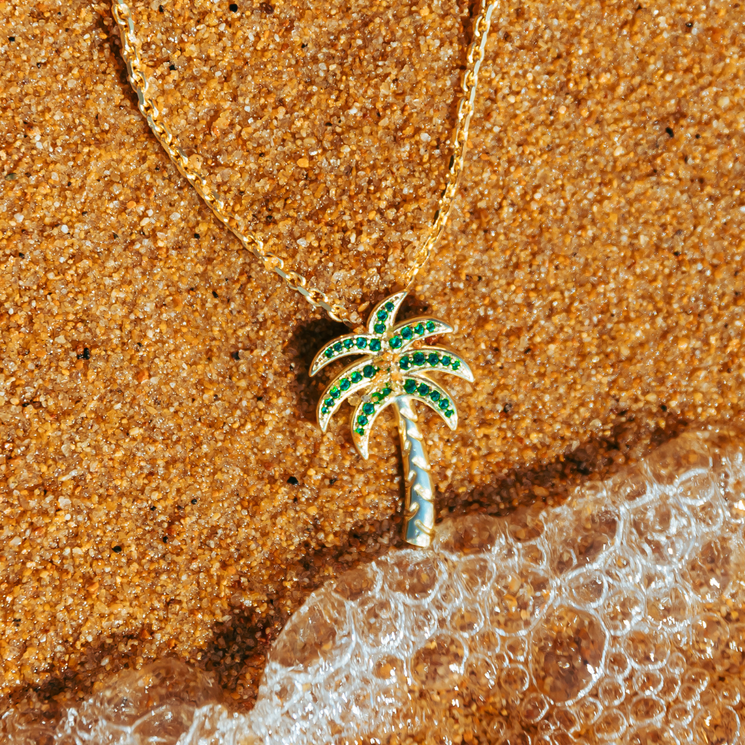 Palm Tree Necklace Green