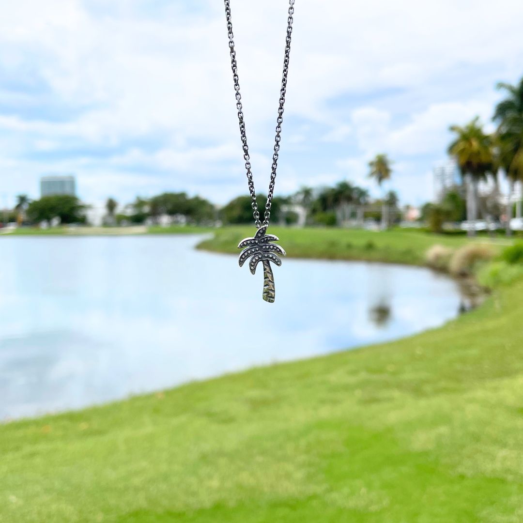 Women's Palm Tree Necklace Silver