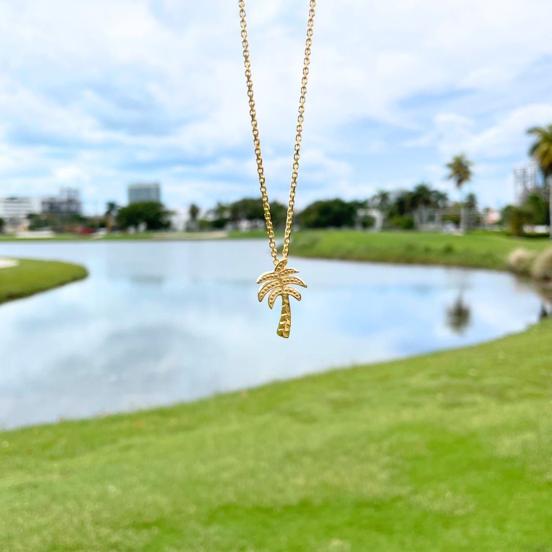 Women's Palm Tree Necklace Gold