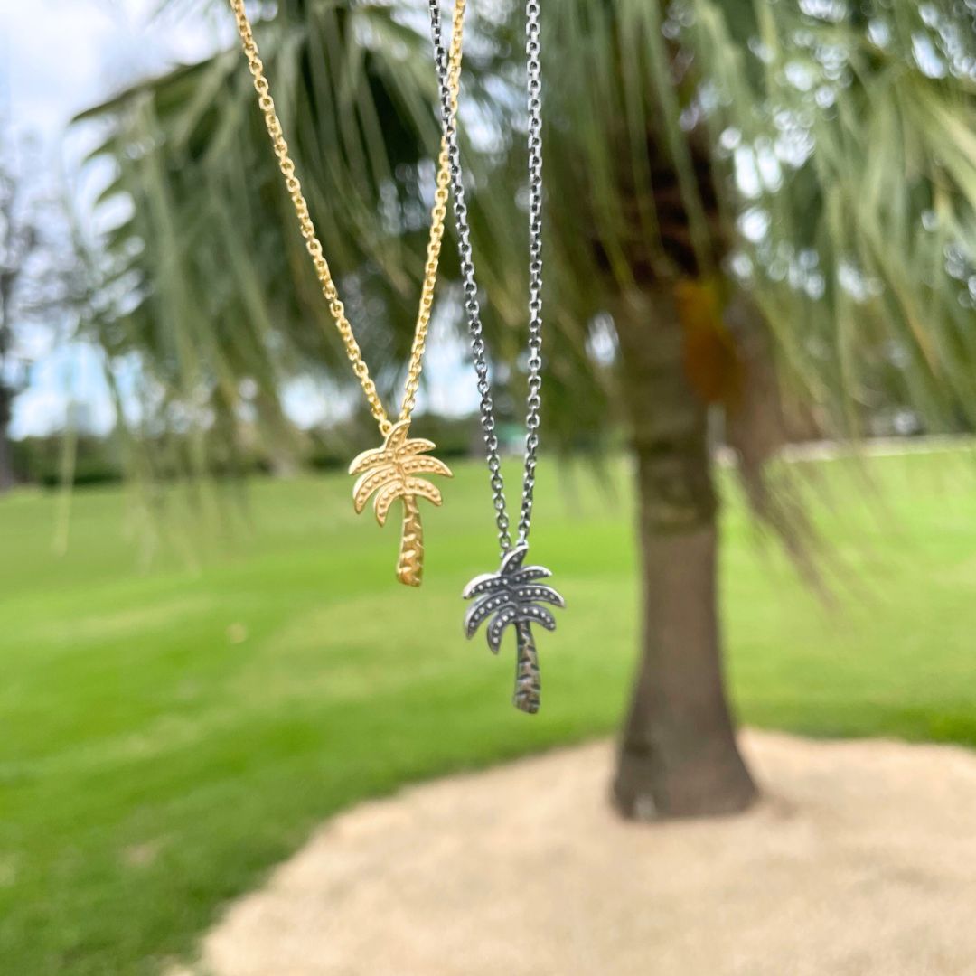 Women's Palm Tree Necklace Silver