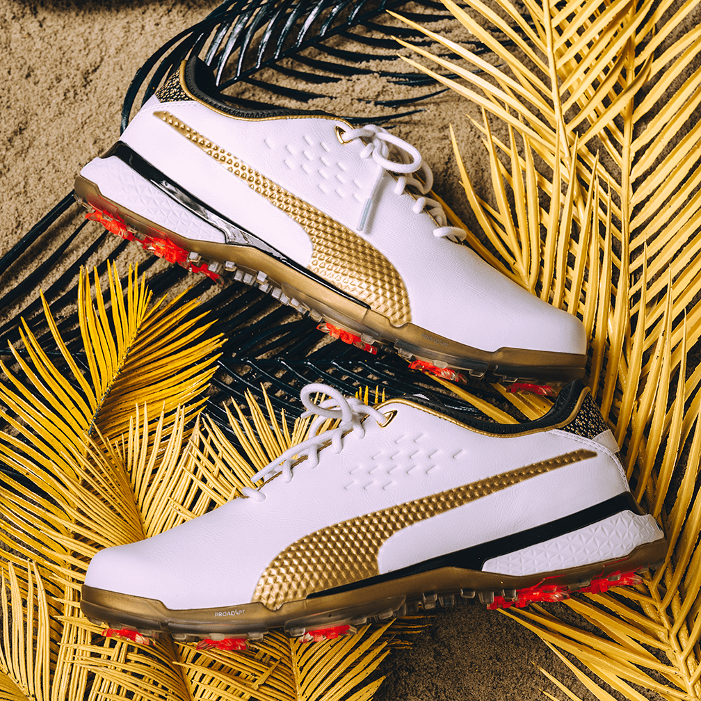 PUMA x PTC White/Gold Golf Shoes
